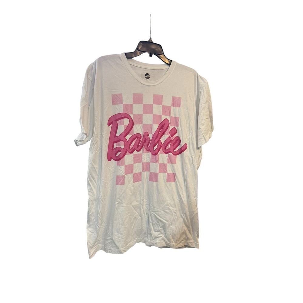 Mattel Barbie Pink Checkered Logo Men’s Graphic T Shirt XL